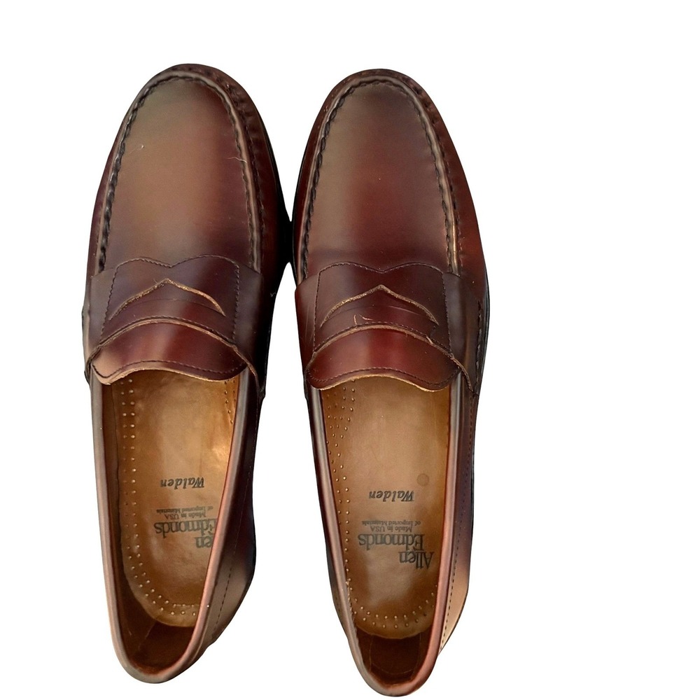 Allen Edmonds Walden Penny Loafers Mens 8.5 D Burgundy Leather Made in USA